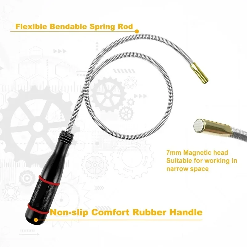 Flexible Magnetic Pickup Tool 60cm Flexible Bend-It Magnet Snake Pick-Up Bendable Retriever Stick for Garbage/Keys/ Bolts,Nuts