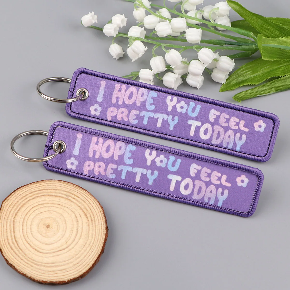 

1PCS I Hope You Quotation Embroidery Key Tags Keychain for Motorcycle Cars Key Holder Pendant Fashion Jewelry Chaveiro Gifts