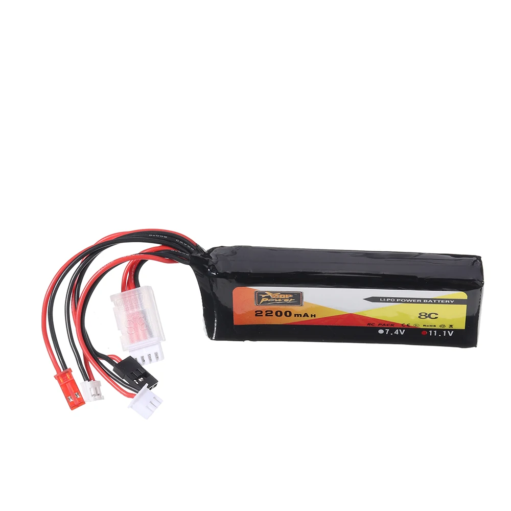 ZOP Power 11.1V 2200mAh 3S 8C Lipo Battery JR JST Futaba Plug for Transmitter