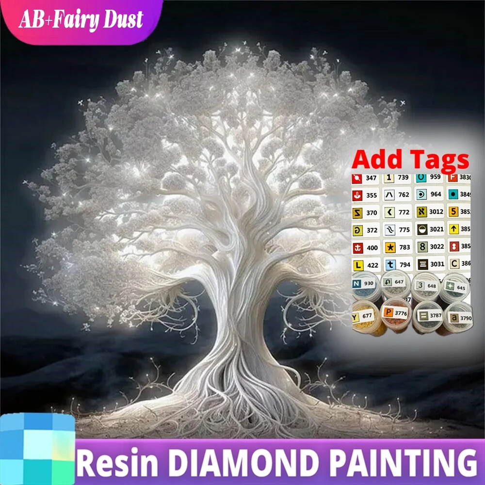 Resin AB Fairy Dust DIY Diamond Mosaic Tree Landscape Pattern For Adults Beginners Painting Picture Rhinestones Handmade Gift
