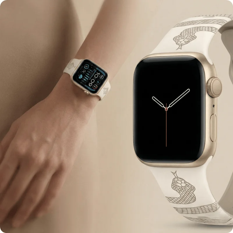 Silikon-Armband mit Schlangenmuster für Apple Watch, 42 mm, 46, 38, 49, 40, 44, 45, 41 mm, Armband für iWatch Series SE 12, 11, 10, 9, 8, 7, 6, 5, 4, 3.