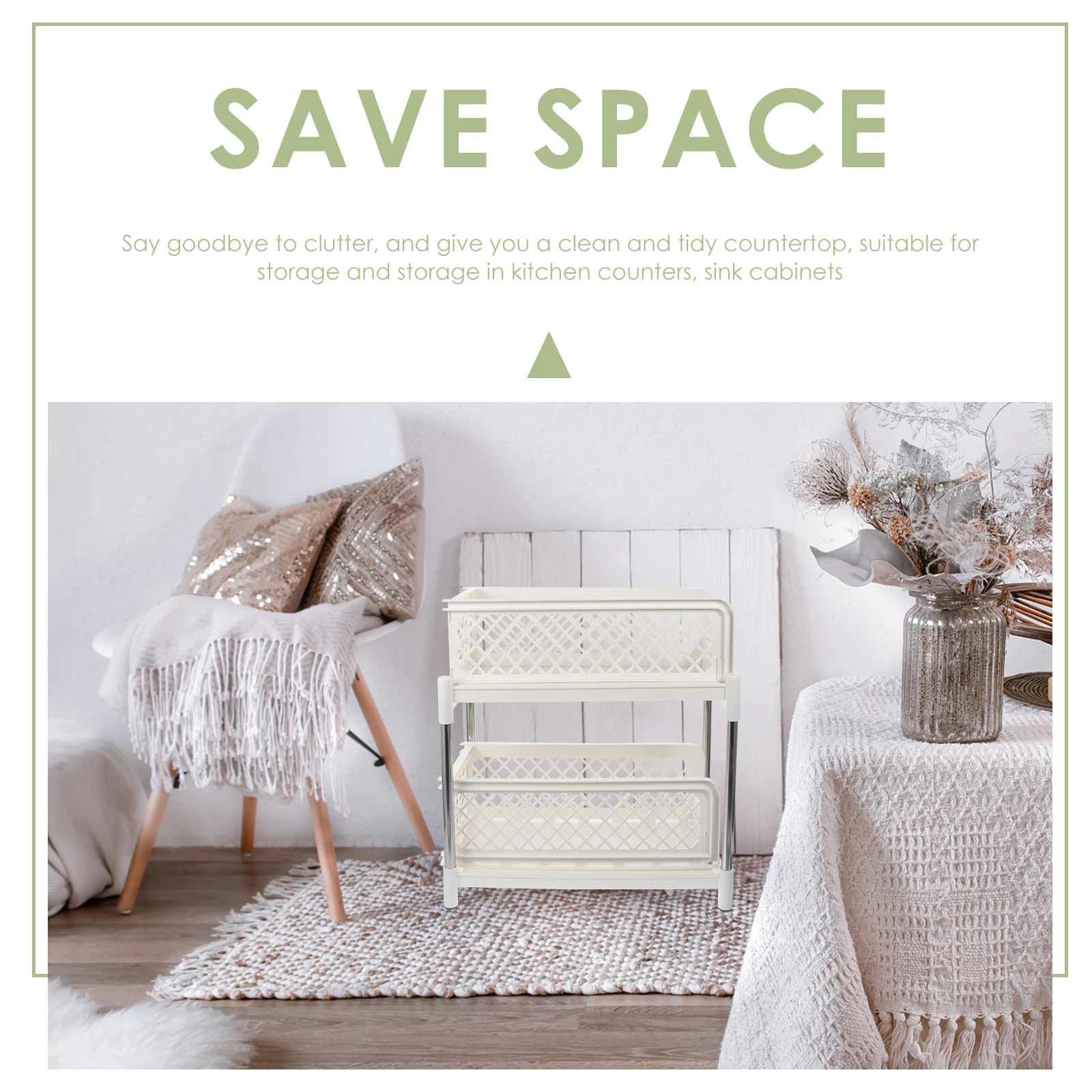 

Double layer Storage Rack Drawer Type Kitchen Bathroom Desktop Shelf ganizers Plastic Premium Quality Sturdy