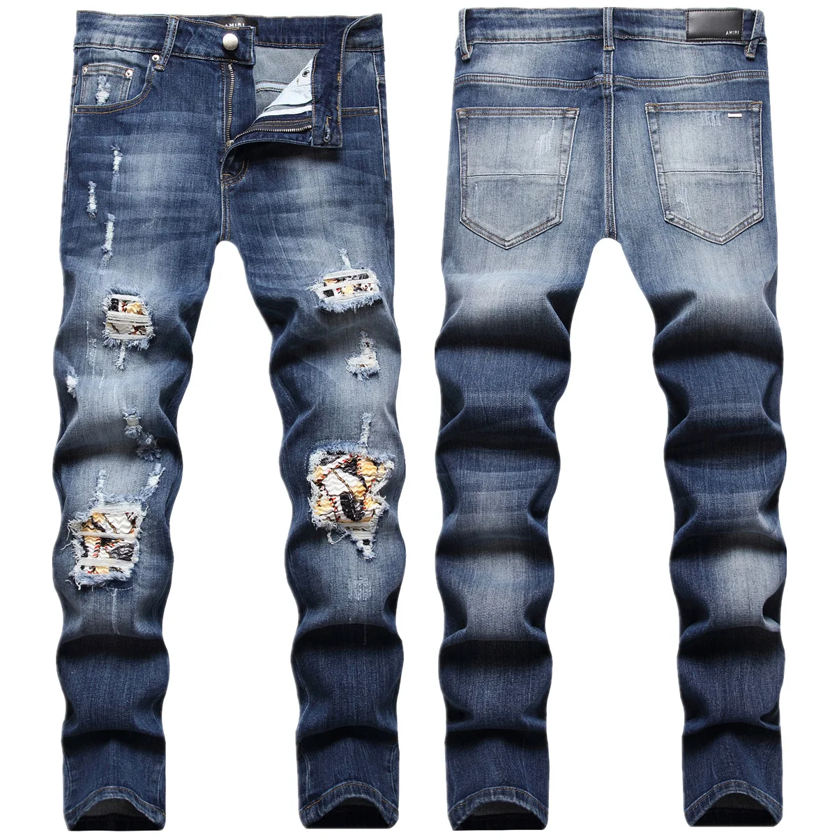 

Wrinkles and holes in jeans men stretch slim feet men jeans fashion wholesale manufacturers direct sales