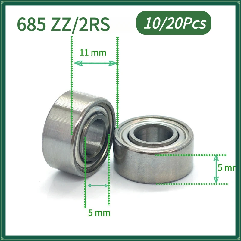 10/20Pcs 685ZZ 685‑2RS Miniature Deep Groove Ball Bearing 5x11x5mm Bearing Steel High‑Speed Low‑Noise Small Bearings