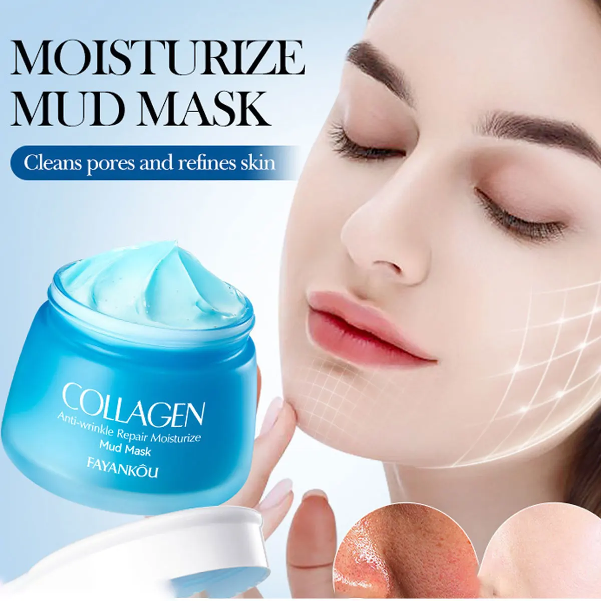 Collagen Mud Mask Deep Cleansing Facial Cleansing Mask Make Skin Younger-Looking, Anti-Wrinkle Skincare