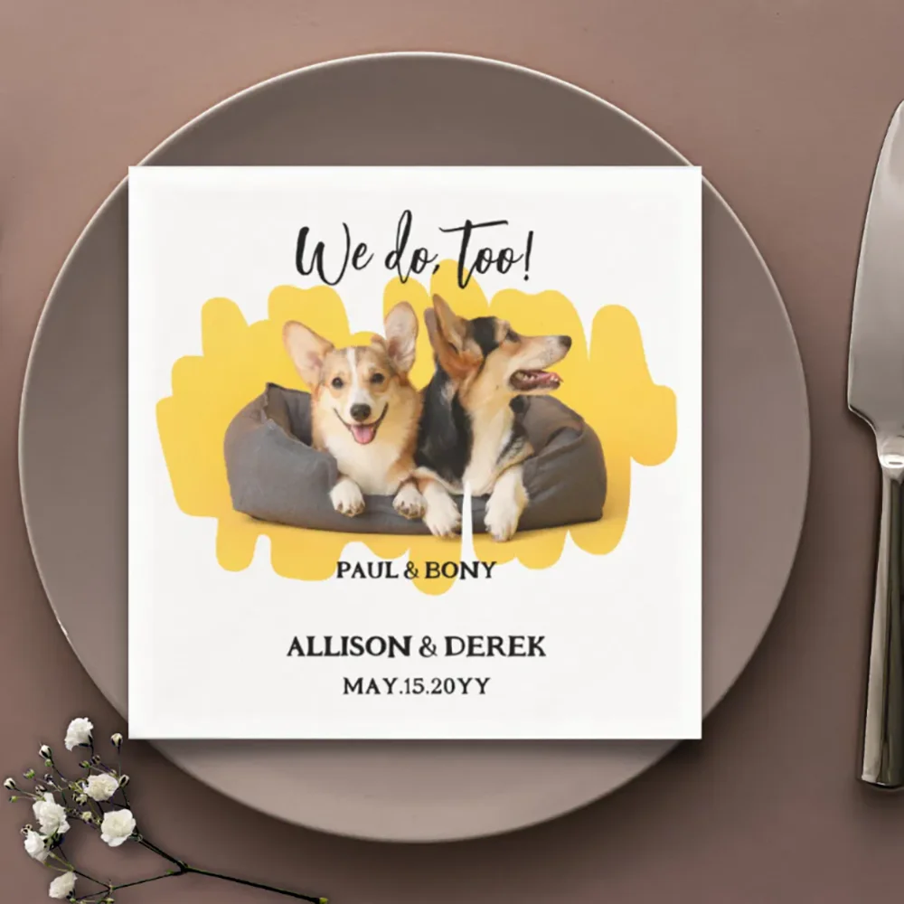 

50Pcs Personalized Pet Photo Napkins for Wedding Reception Custom Dog Cocktail Napkins Pet Lover Gift Party Decor