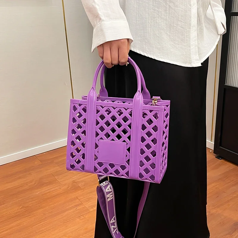 

8 Colors PVC Transparent Crossbody Shoulder Bag Women Designer Hollow Out Beach Bag High Capacity Tote Summer Shopping Bag Big