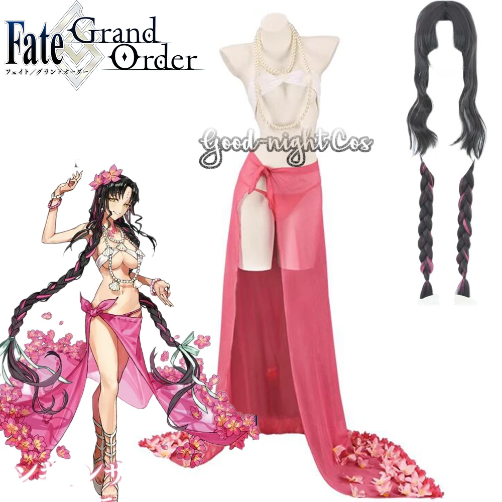 Game FGO Fate Grand Order Sessyoin Kiara Cosplay Costume Wig sexy Pink Bikini Swimwear 5 anniversary Suit Halloween Clothing