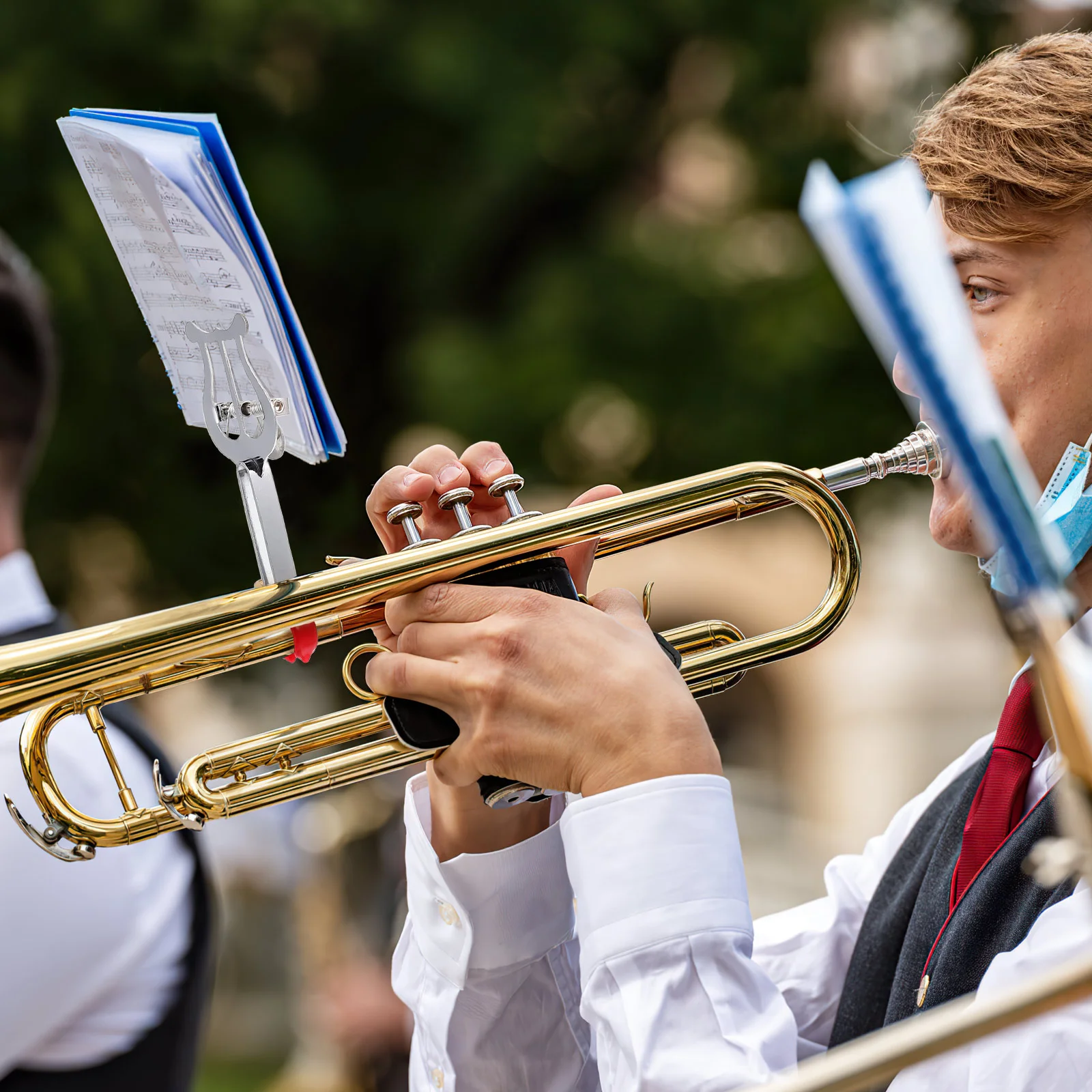 Supporto per clip per spartiti compatto per tromba, trombone, placcatura in metallo, leggero, accessorio per banda da marcia, ottimo morsetto per spartiti regalo