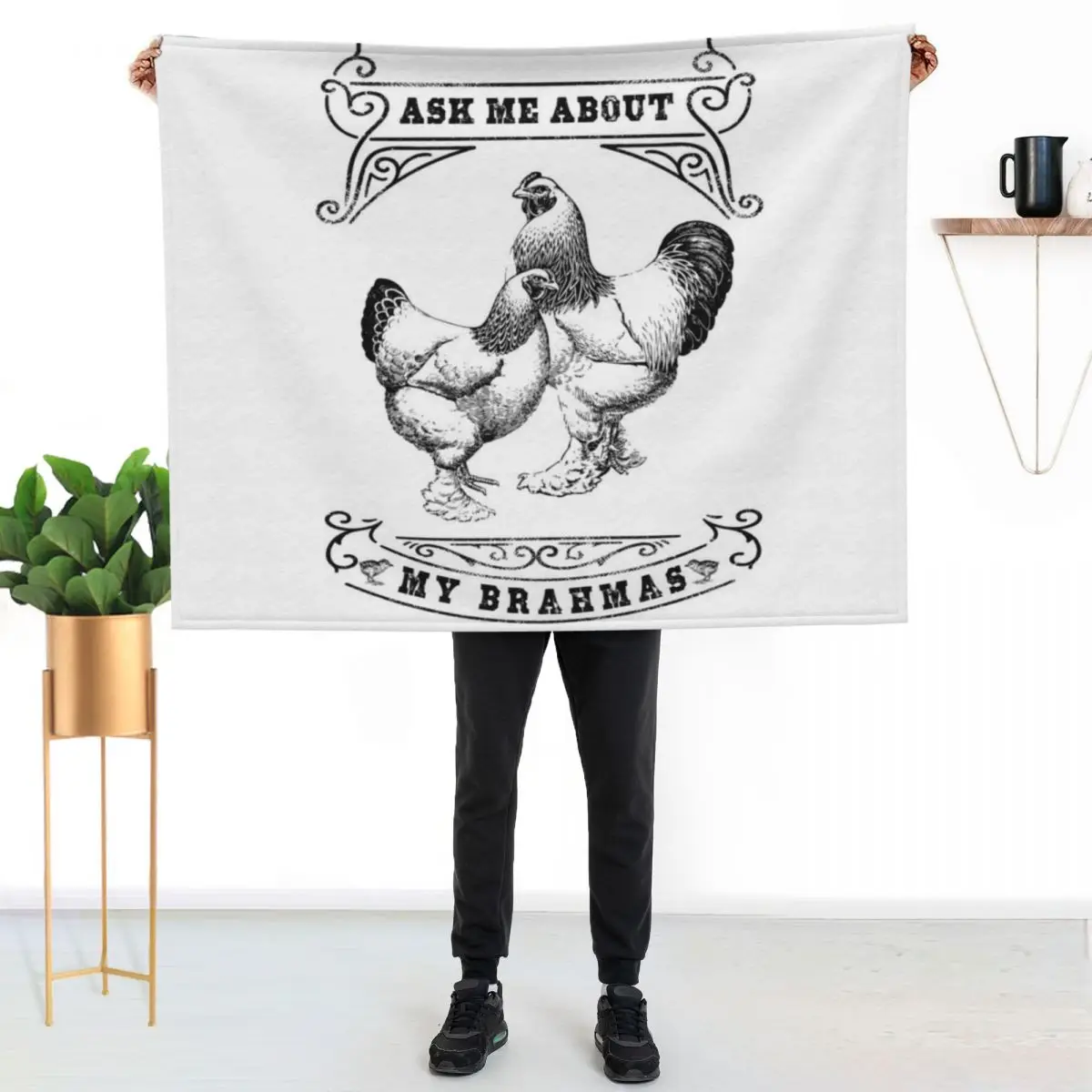 Ask Me About My Brahmas Chicken Illustration Throw Blanket Kid'S Bed covers Beautifuls Blankets For Bed Tourist Blankets
