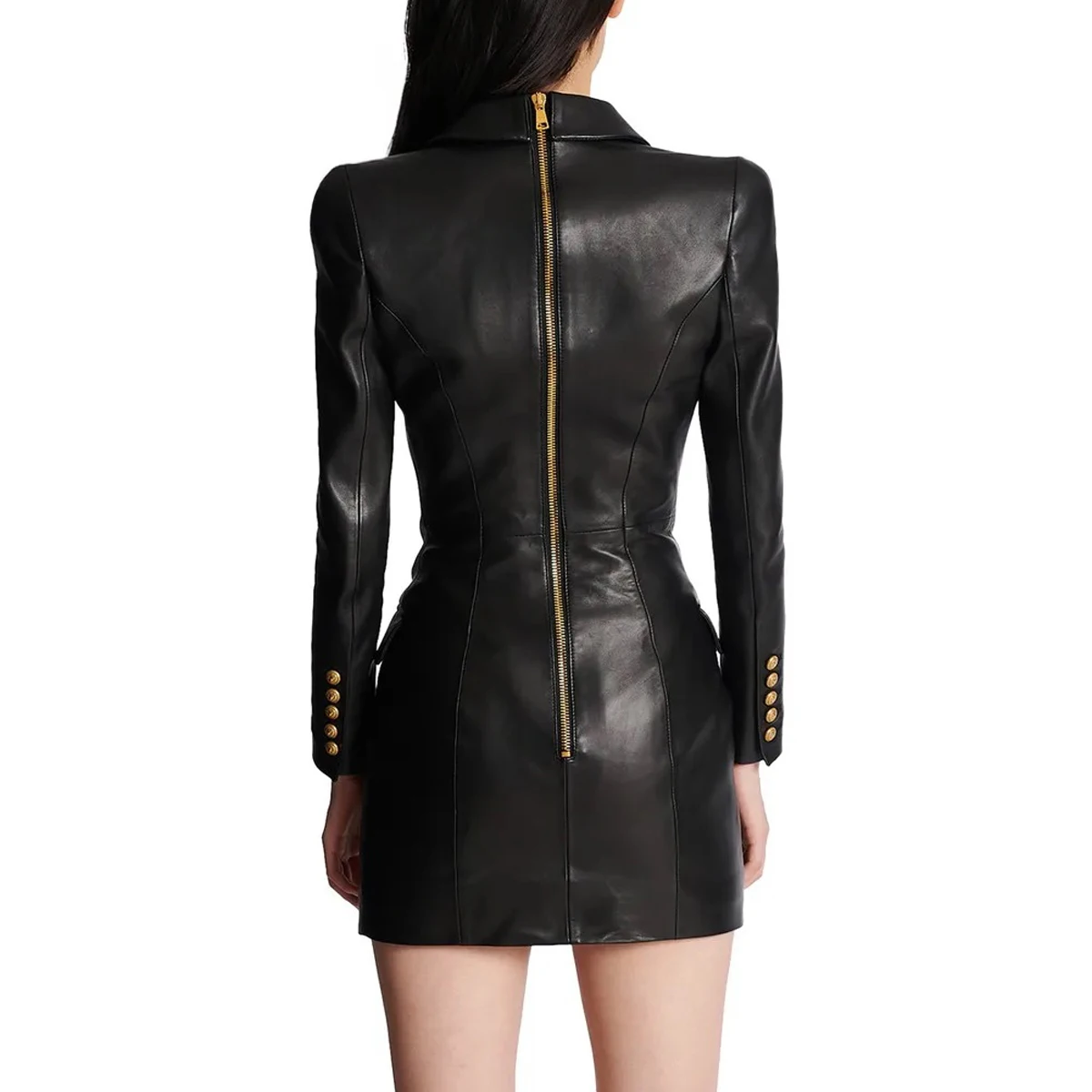 2024 Spring And Autumn New High-end Fashion, Simple Temperament, Slim Slim Skin, Women\'s Pu Leather Suit Skirt Dress