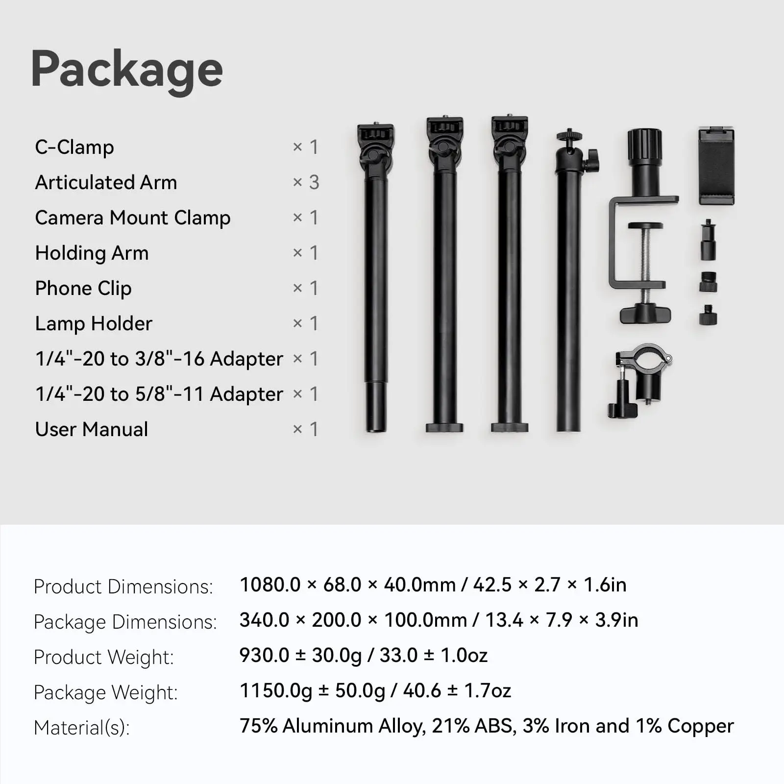Smallrig Live Desktop Camera Beugel DT-50 Multi-Angle Opnamebelasting 2.7Kg-3.2Kg Zeer Compatibele Mobiliteit 360 Hoekaanpassing
