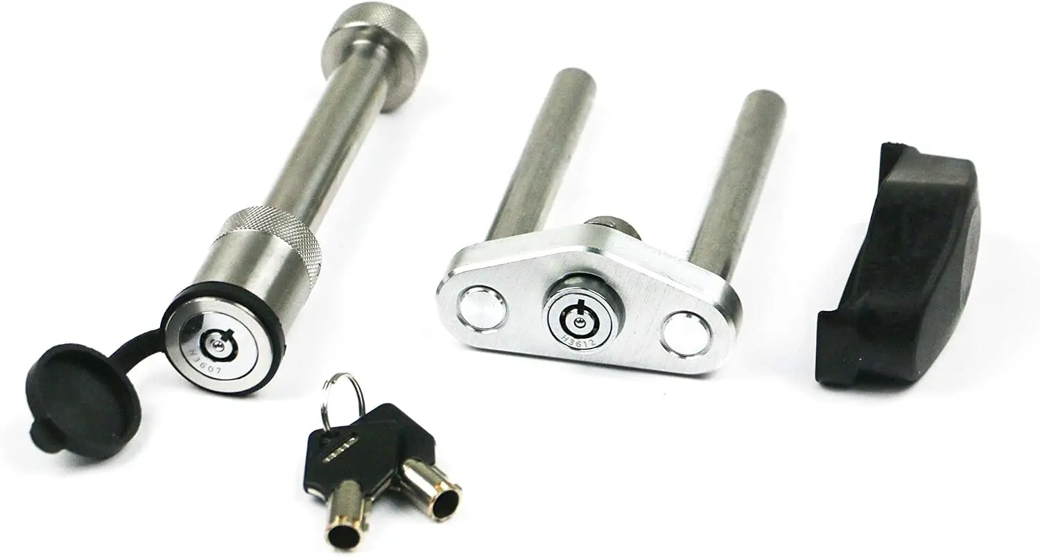 

Dual Pin Lock & Receiver Pin for 2",2.5",3" Hitches, Keyed Alike, Fits 180 Hitch Ball Mounts, Black