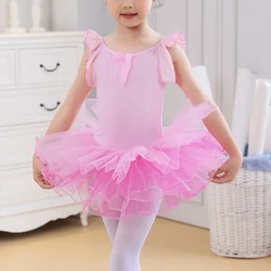Kids Girls Dance Leotards Dress Kids Summer Ballet Tulle Tutu Dress Gymnastics Skate Dance Swan Dance Stage Performance Costume