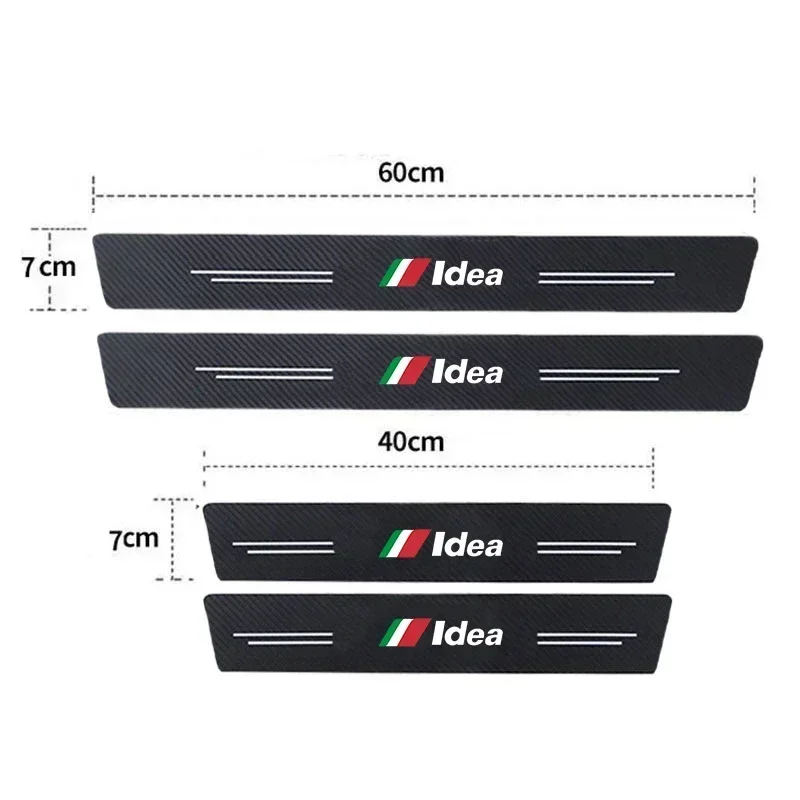 Car Front Rear Door Sill Scuff Plate for Fiat Idea Badge Carbon Fiber Welcome Pedal Trunk Bumper Threshold Protector Stickers