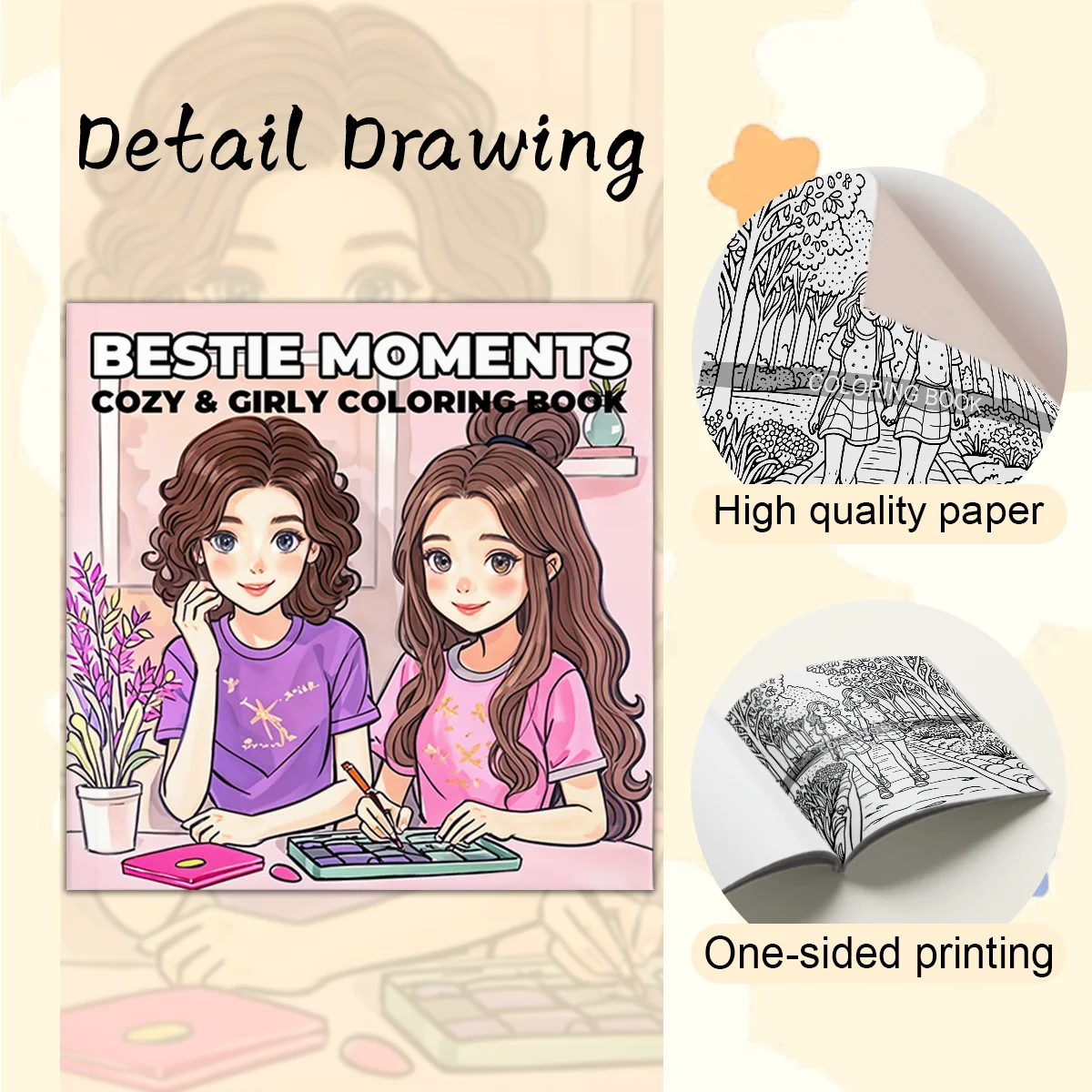 Adult Coloring Book - 7.8x7.8 Inch Unique Colorful Designs for Women, Perfect Gift for Friends and Special Occasions