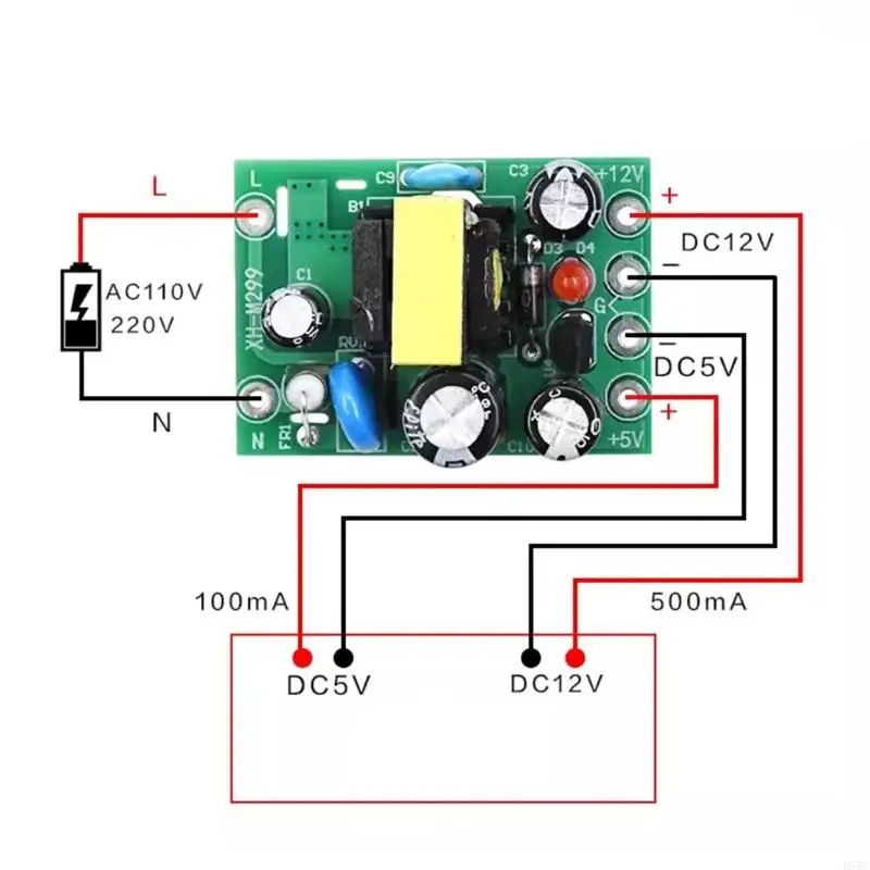 H7BC ACDC Power Module Board with Two Output Converts AC 110V 220V to DC5V and 12V for Devices