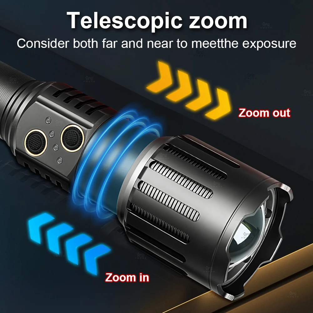 30W LED Hiking Flashlight Rechargeable Torch High Power Flashlight Battery Light18650 Level Display Lamp Outdoor Hiking Spotligt