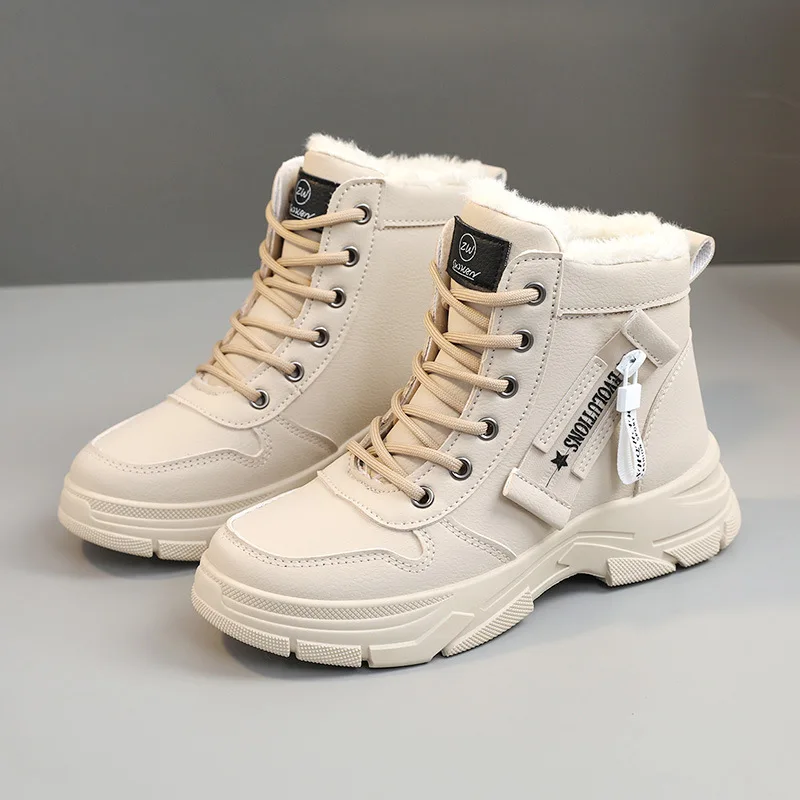 Casual Designer Sneakers for Women High Top Womens Winter Plush Lined Warm platform Shoes Thick Lace-up Sports zapatos de mujer
