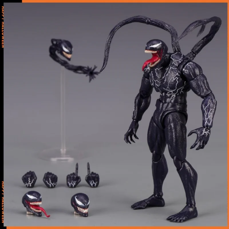 SHF Venom Action Figure Symbiote Head Carving SHF Spider Man Movable Movies Model Doll Collectible Kids for Toy Gift