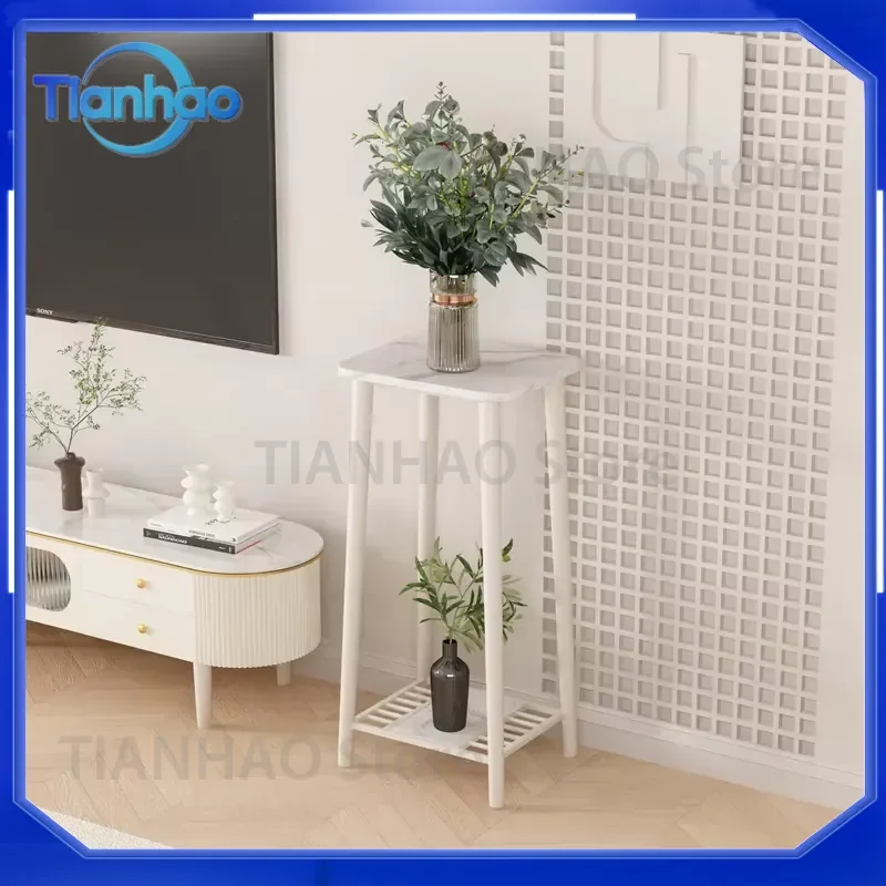 2-Tier Cream Iron Plant Stand Shelf for Aquarium Retro Flower Pot Holder Balcony Garden Display Rack Indoor Decor Organizer