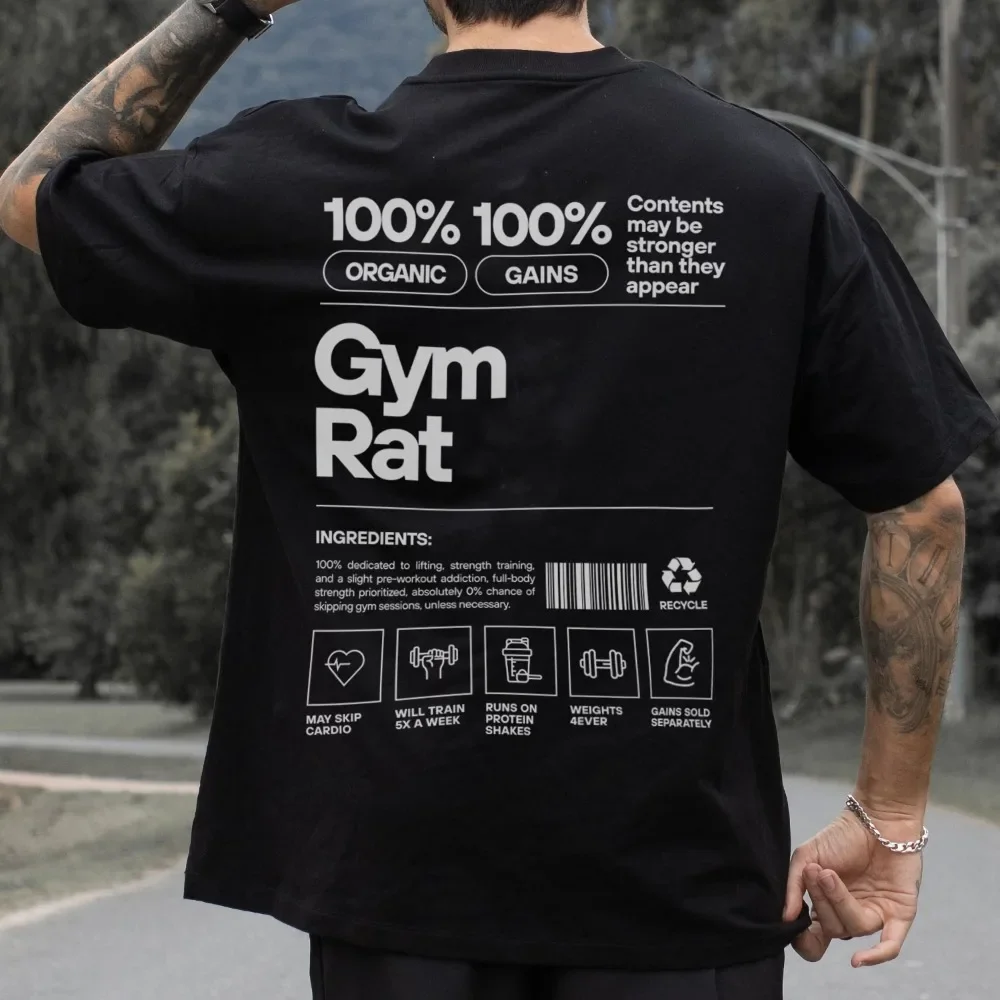 Gym Rat Muscle Mommy Pump Cover T-shirt Funny Powerlifting Workout Bodybuilding T Shirt Men Fitness Loose Oversized Tshirt