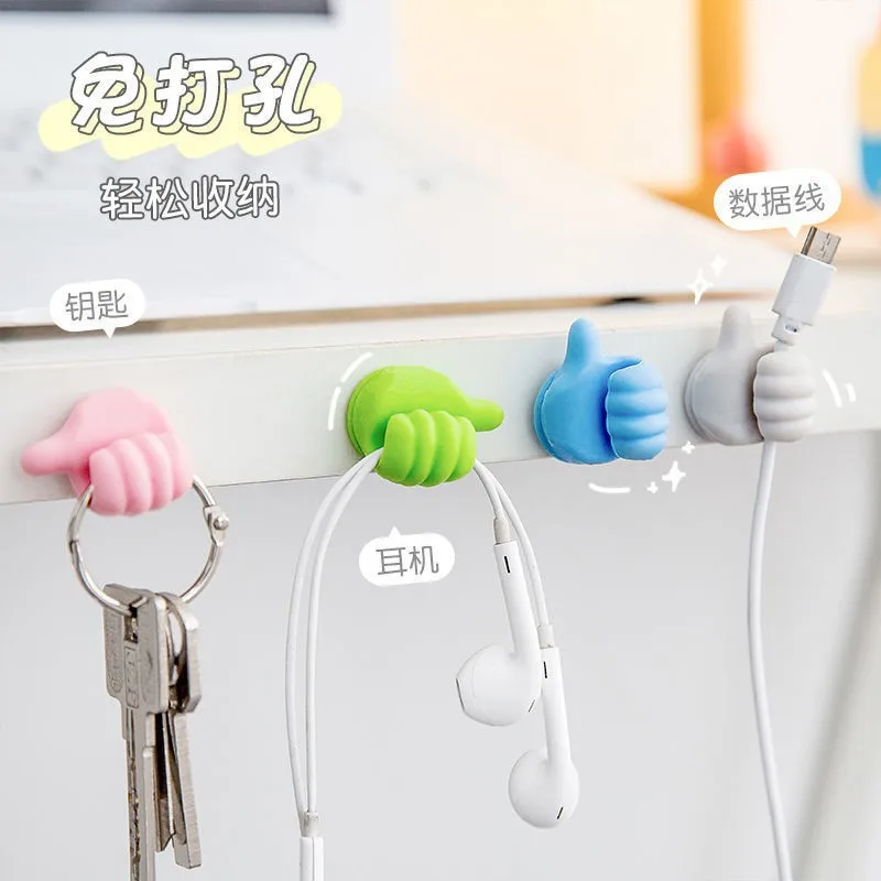 5/10/20Pcs Silicone Thumb Wall Hook Cable Management Wire Organizer Wall Hooks Hanger Storage Holder For Kitchen Bathroom