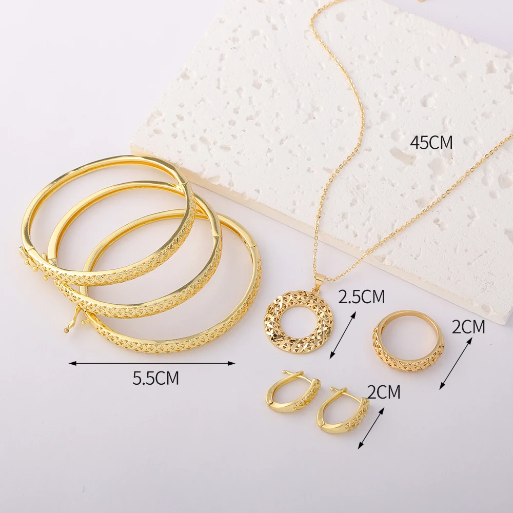 LUIZADA Marokko Trend Goldfarbenes Schmuckset für Party-Design, Ohrringe und Anhänger, Halskette, Armband, Ring-Set für Verlobung – Detail 22