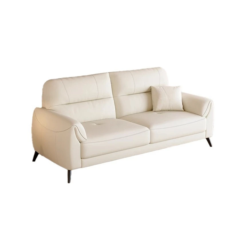 Light luxury simple leather sofa straight row three-seater four-seater home living room sofa top layer cowhide double sofa