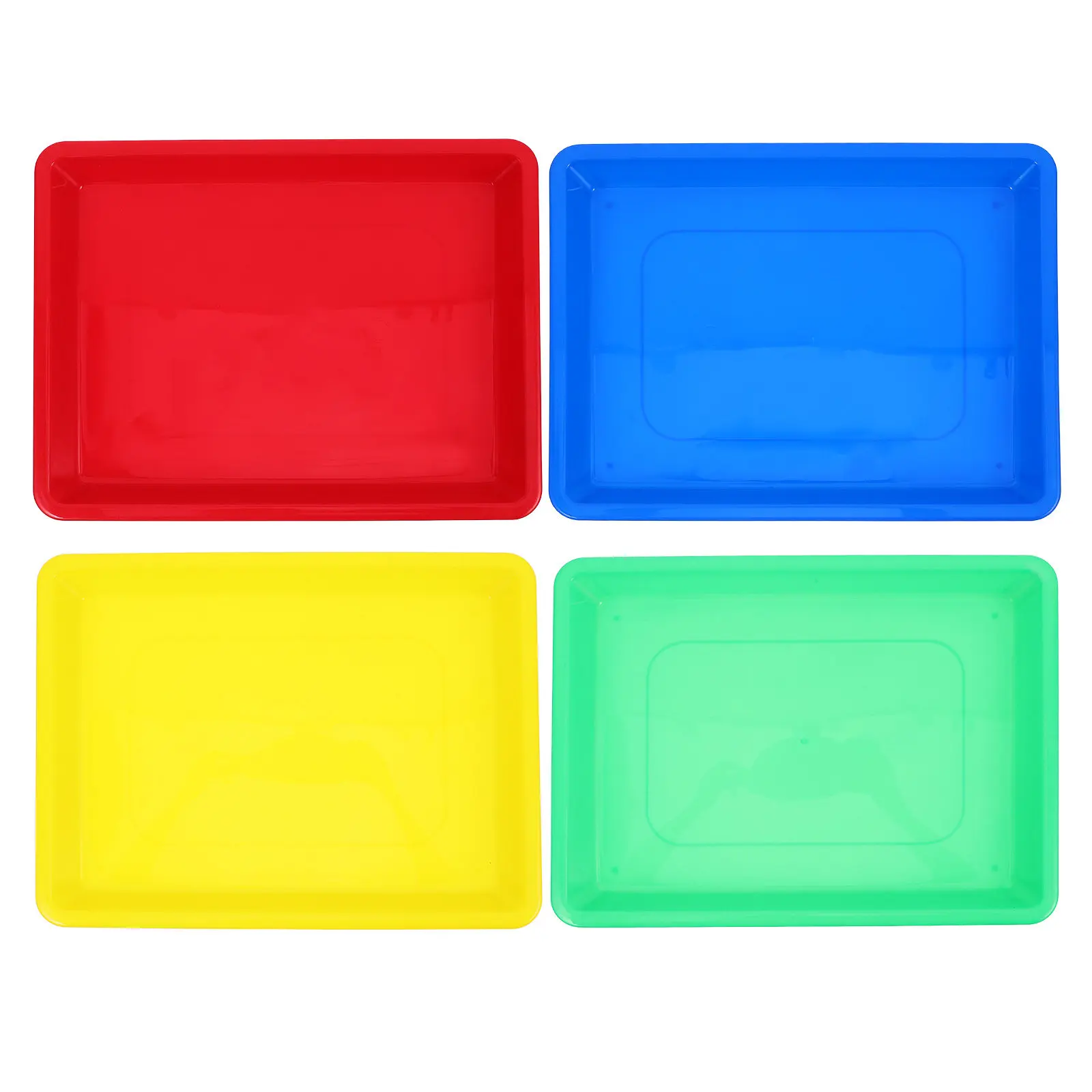 4Pcs Plastic Colorful Storage Tray Multi Functional Classroom Organizing Tray for Art Crafts Serving Sensory Sorting