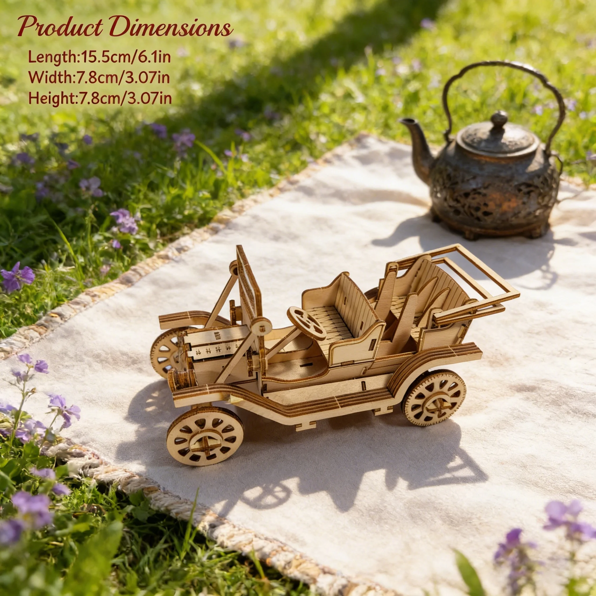 ปริศนาไม้ 3 มิติ รถคลาสสิก โมเดลไม้ DIY เหมาะสำหรับเป็นของขวัญวันเกิด วันฮาโลวีน อีสเตอร์ คริสต์มาส หรือปีใหม่