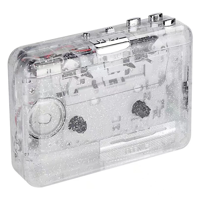 1 Set Full Transparent Shell Player Full Transparent Shell Cassette To MP3 Format Tape Player For Music