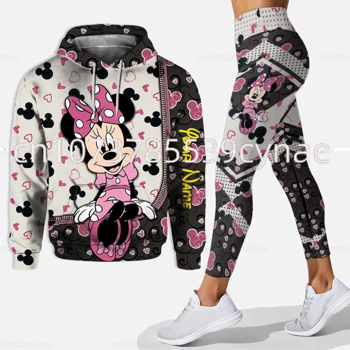 Sudadera con capucha de Mickey en 3D para mujer, conjunto de Sudadera con capucha de Mickey para mujer, pantalones deportivos de Yoga, ropa