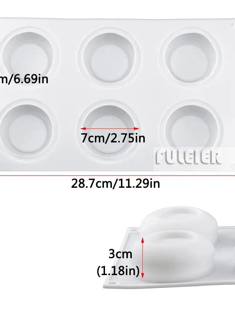6つの空洞を持つ丸型ケーキシリコンモールド、桜の花模様のムース、チーズベーキングモールドツール、キッチンや家庭用