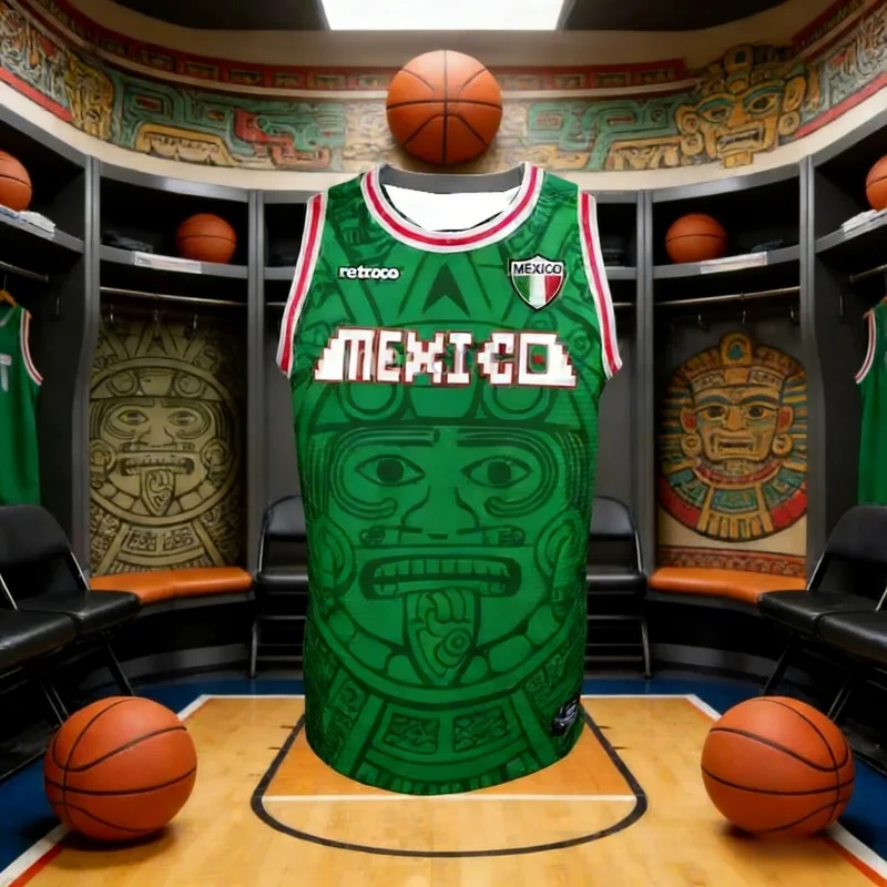 Uniforme de Baloncesto Mexicano Retro, Camiseta sin Mangas para Hombre, Ropa de Playa con Diseño de Uniforme de Baloncesto Mexicano