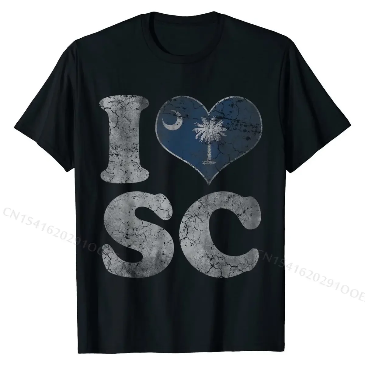 South Carolina Flag Heart T-Shirt Popular Casual T Shirt Cotton Tops Shirts for Students Summer