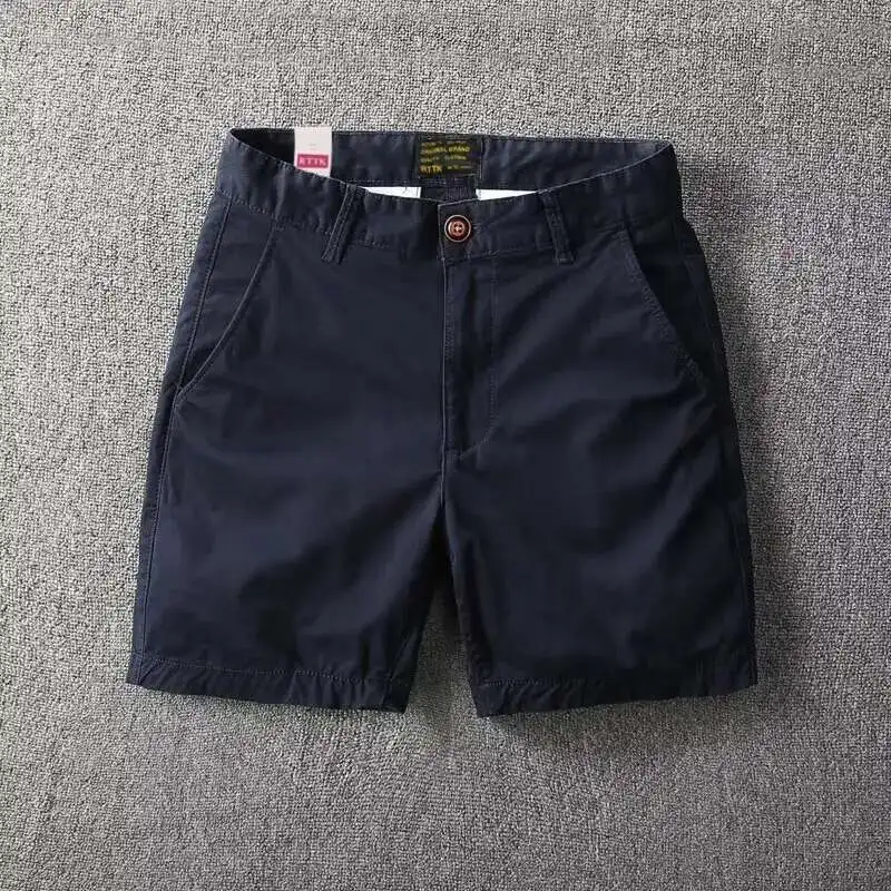 Textured Casual Pure Washed Soil, Men's Summer Cotton, Shorts, Trendy Solid Color, Versatile Slim Fitting Workwear, S Shorts,