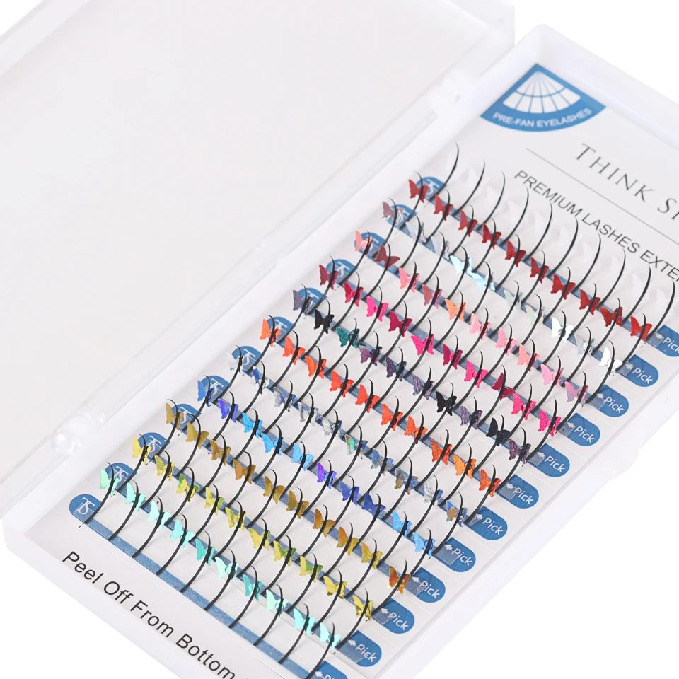 THINKSHOW Mieszane Brokatowe Kolorowe Rzęsy Przedłużane w Kształcie Gwiazdy/Kwiatu/Motyla Błyszczące Rzęsy do Makijażu na Imprezę Cosplay