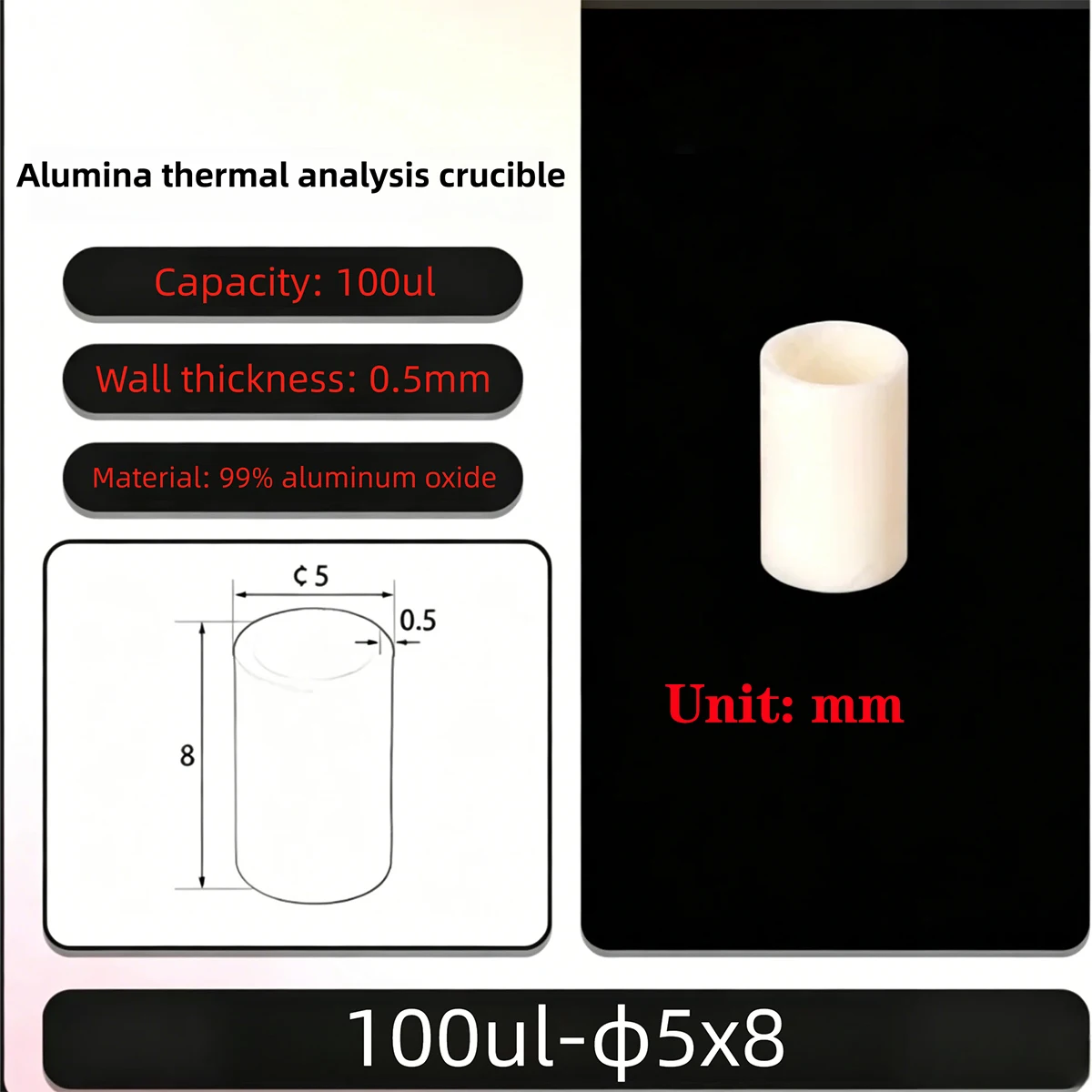 10pcs 99 Alumina Ceramic Crucible, 1600℃ Heat Resistant Mini Size for Thermal Analysis Lab