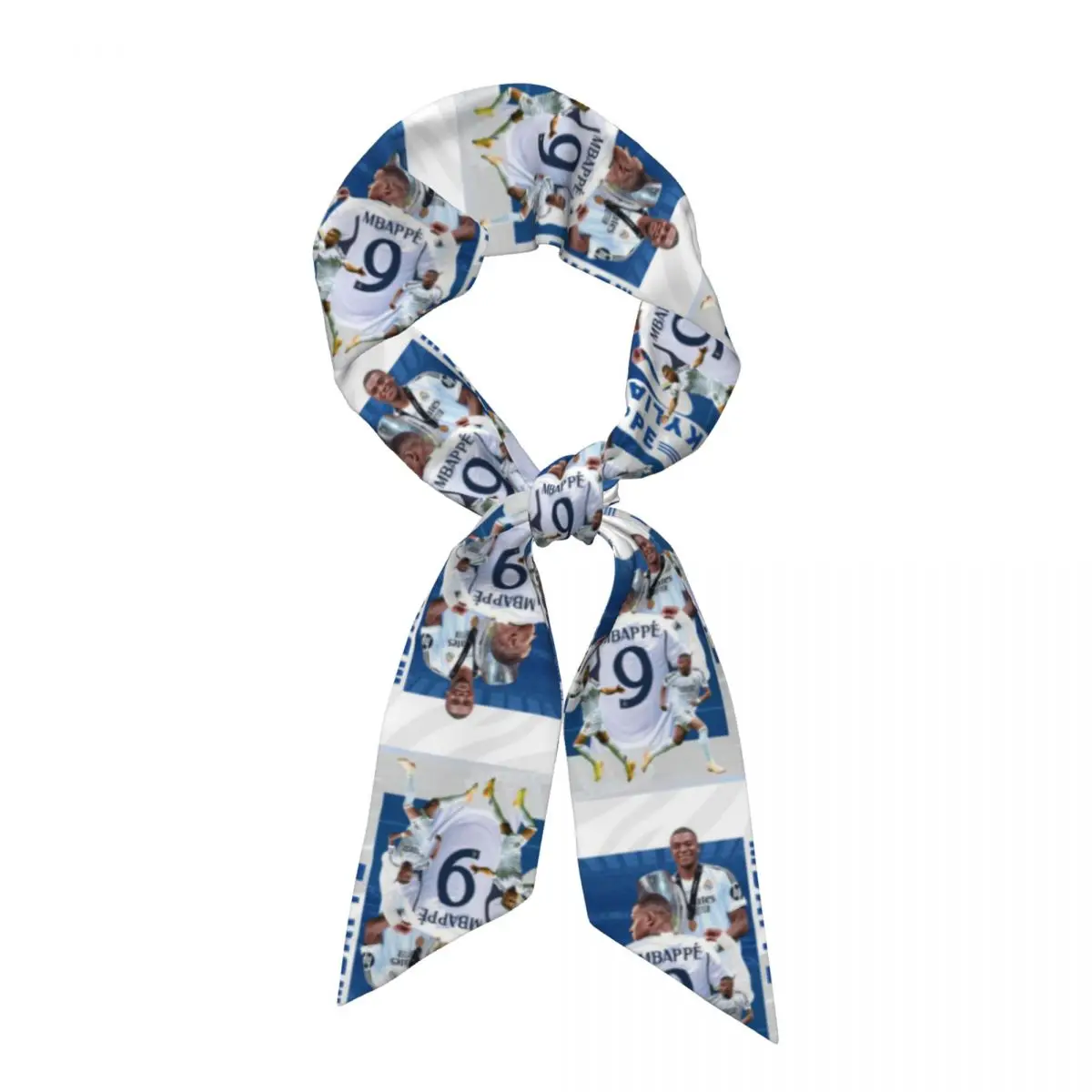 Football KM Mbappe Soccer (4) Women Long Narrow Scarf Silky Skinny Scarf Multi-use Neck Head Wrap for Office Daily Party