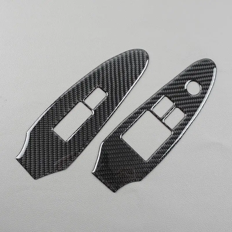 2pcs Soft Carbon Fiber For Nissan 370Z Z34 2009-UP Car Window Lift Control Button Panel Trim Cover
