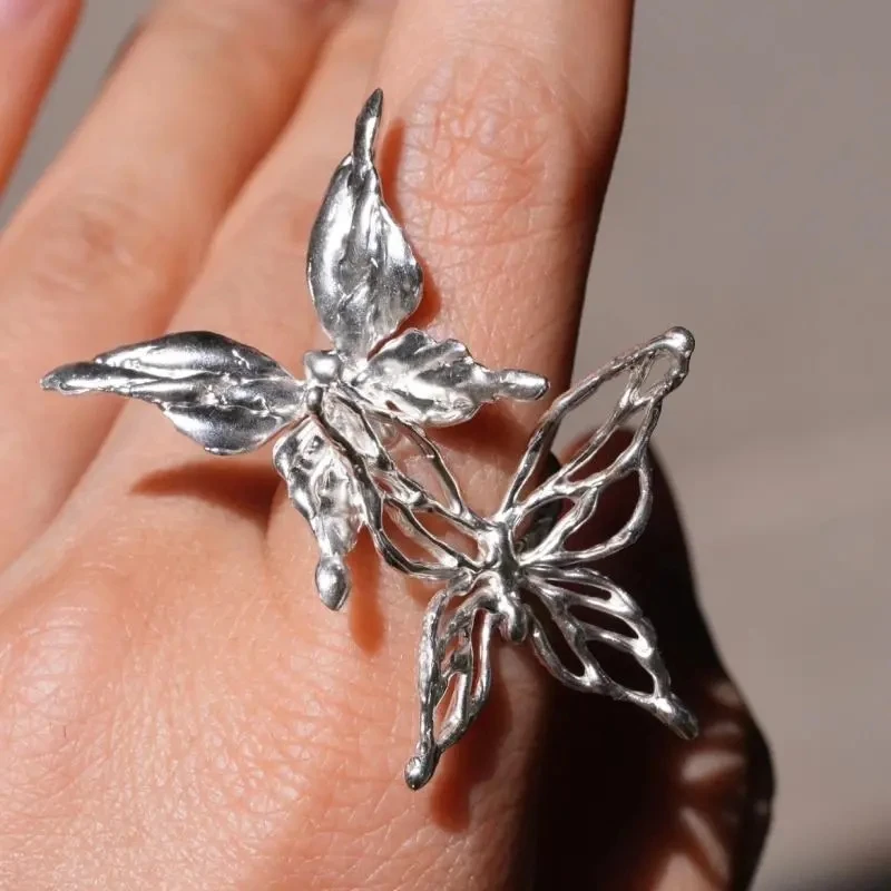 Metal Line Butterfly - Symbiotic Butterfly Into Unique Personality Design, Three-dimensional Sculpture Art Index Finger Ring