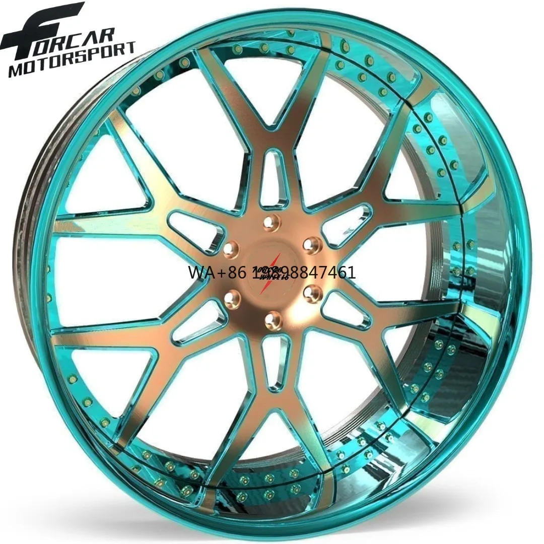 

Кованые алюминиевые диски T6061 для легковых автомобилей, 16-26 дюймов, двухцветные, горячая продажа, индивидуальный дизайн