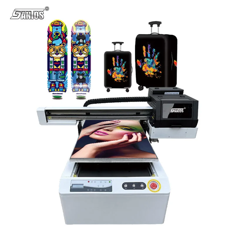 6090 UV Flatbed Printer A2 Size UV Printing Machine Xp600 I1600u1 I3200u1 With White Ink for Custom Phone Case Wood Glass Metal
