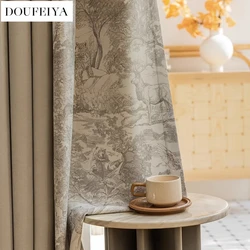 French Retro Chenille Rococo Thicken Blackout Curtains for Living Room Bedroom Jacquard Window Valance Decor Custom White Tulle