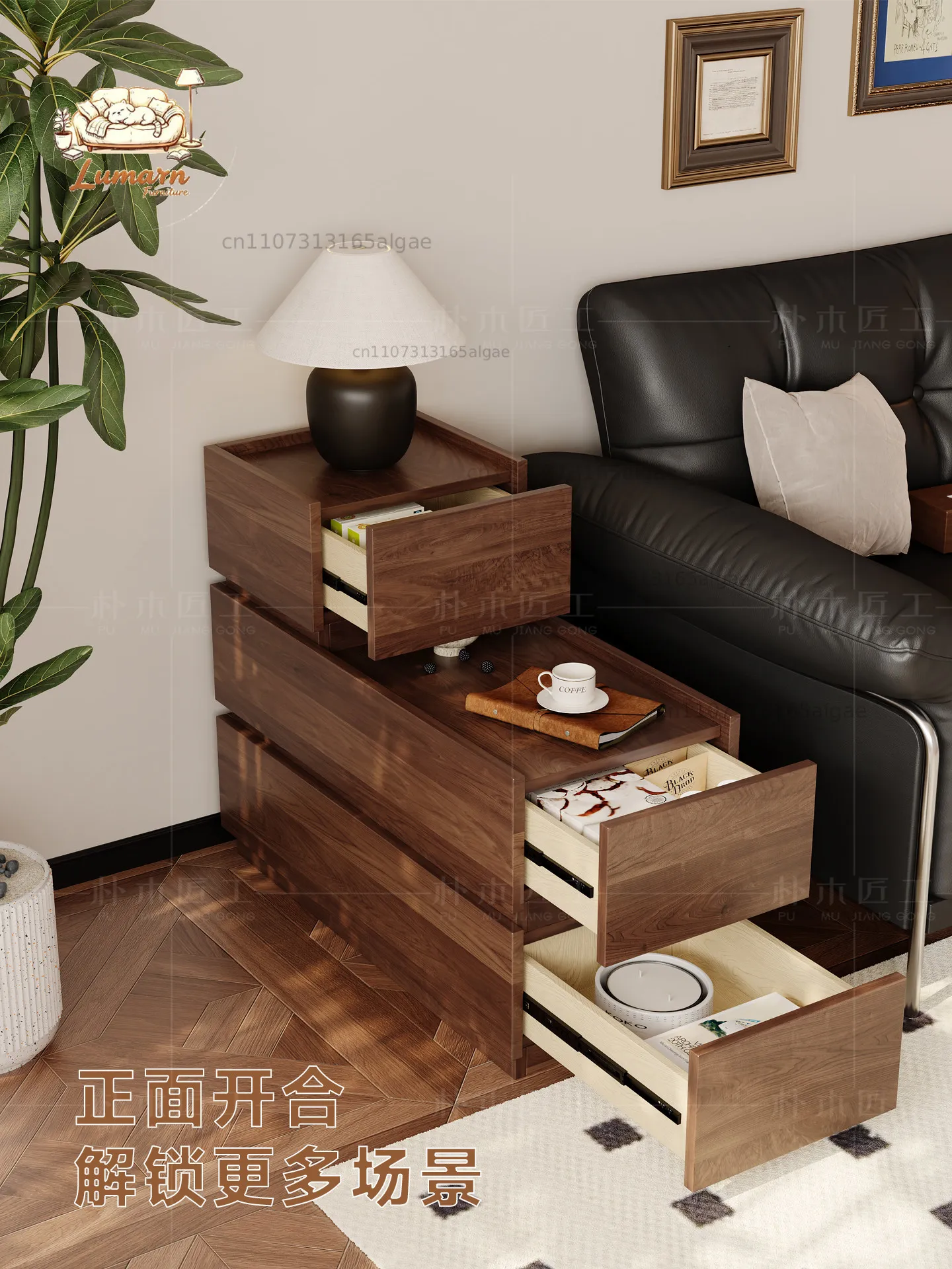 Medieval solid wood sofa side cabinet side cabinet multi-layer building block drawer side few small apartment living room stora