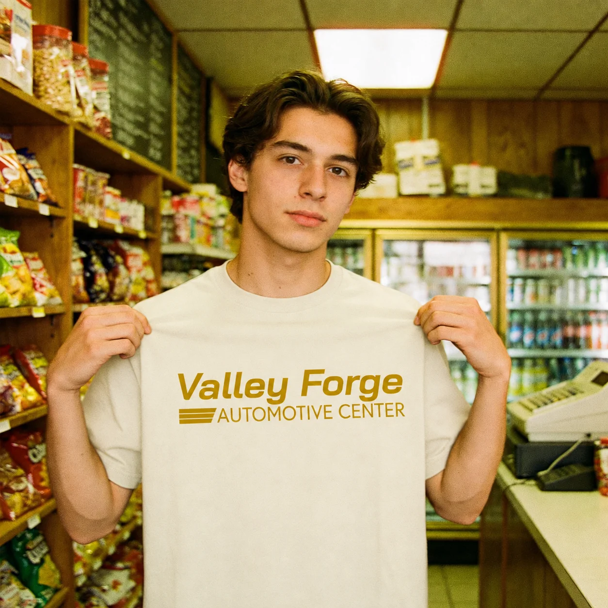 Valley Forge Automotive Center T-Shirt: Lustiges T-Shirt mit TV-Serien-Grafikdruck aus Baumwolle für Männer und Frauen mit kurzen Ärmeln – Detail 9