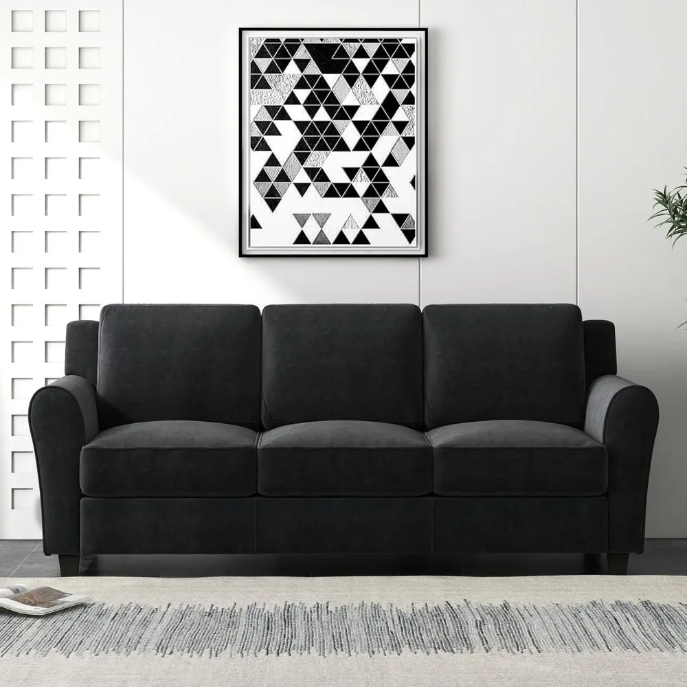 

80.7" Black Sofa for Living Room, 3 Seater Comfy Sofa Couch, Modern Couch with Thick Cushion for Apartment Office