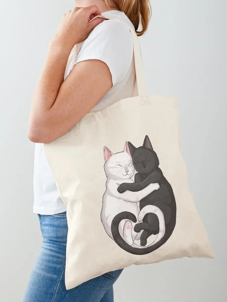 

Hugging Cats Tote Bag reusable shopping bags tote bag men's Canvas bag for beach