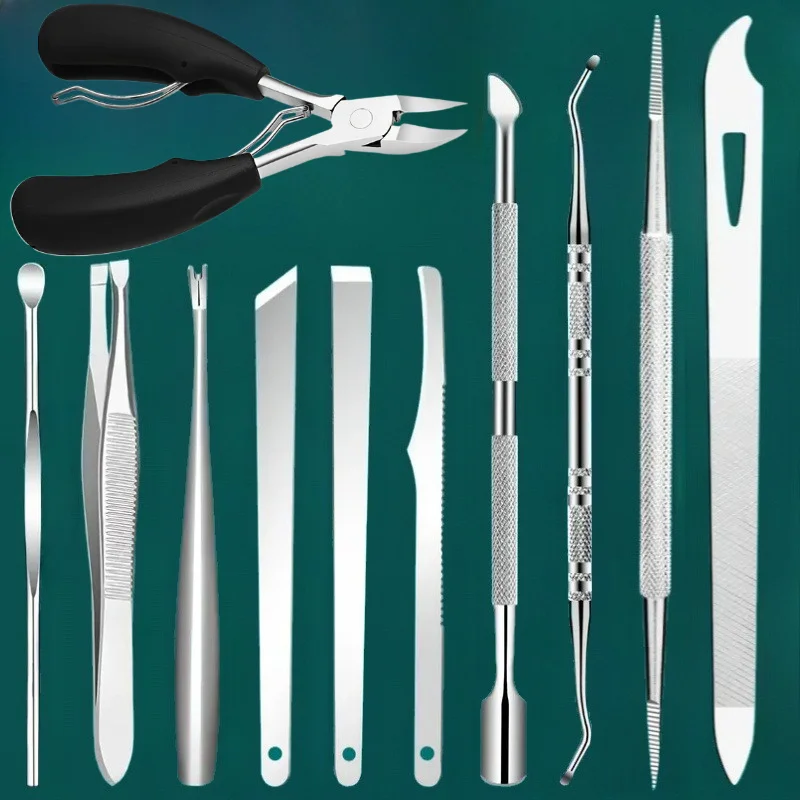 1/10/11pcs Stainless Steel In-Growth Toenail and Cuticle Removal Kit - Odorless Pedicure and Manicure Suitable for Nail Polish